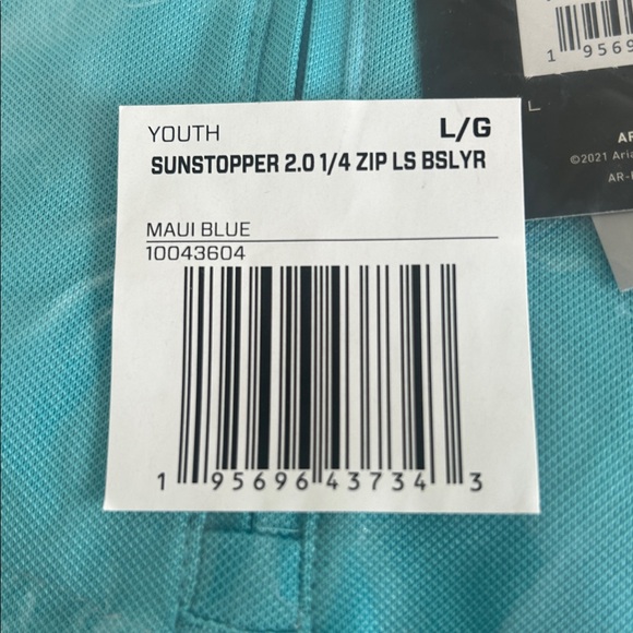 NWT-Ariat Kids Equestrian Blue Sunstopper 2.0 with SPF Protection- 10043604-L/12 - Picture 5 of 6